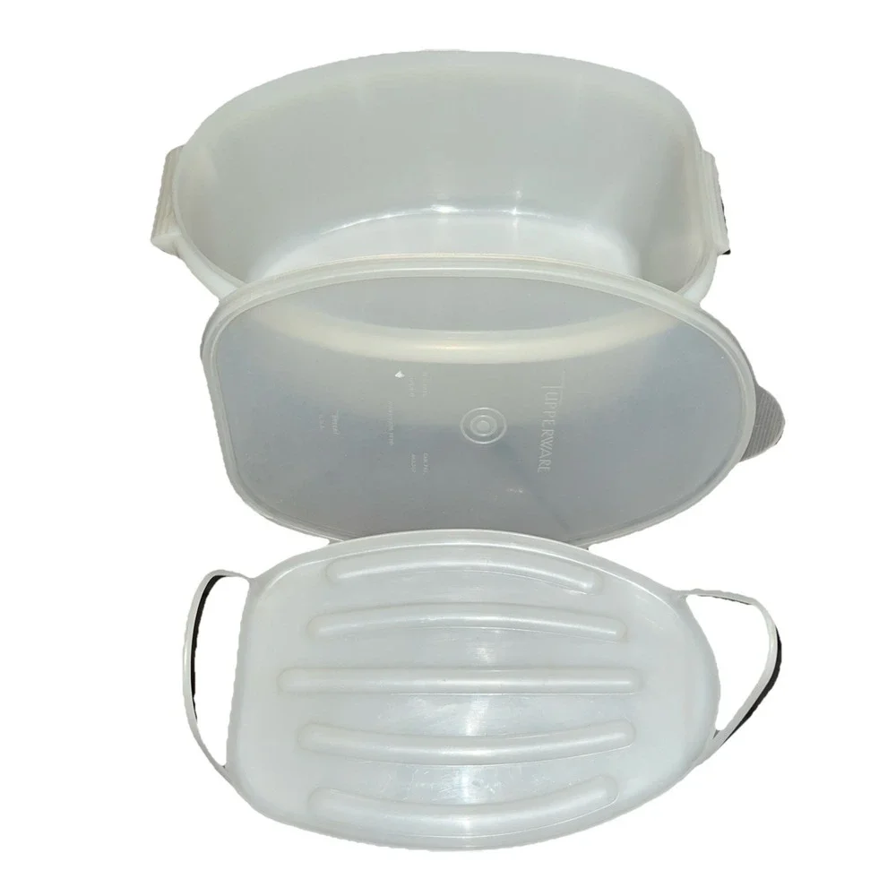 Vintage TUPPERWARE 3-Piece Ham Roast Chicken Flavor Saver Keeper Tray Container